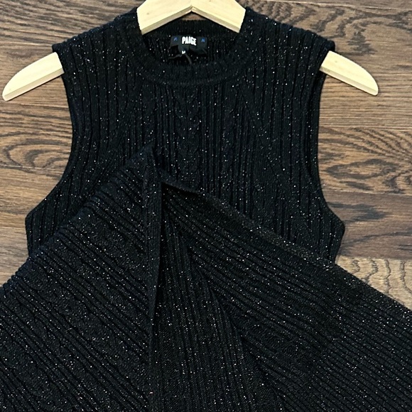 NWT CABLE-KNIT PAIGE Marium CABLE-KNIT Midi Sweater Dress BLACK SPARKLE 🖤✨ Med - Picture 5 of 16